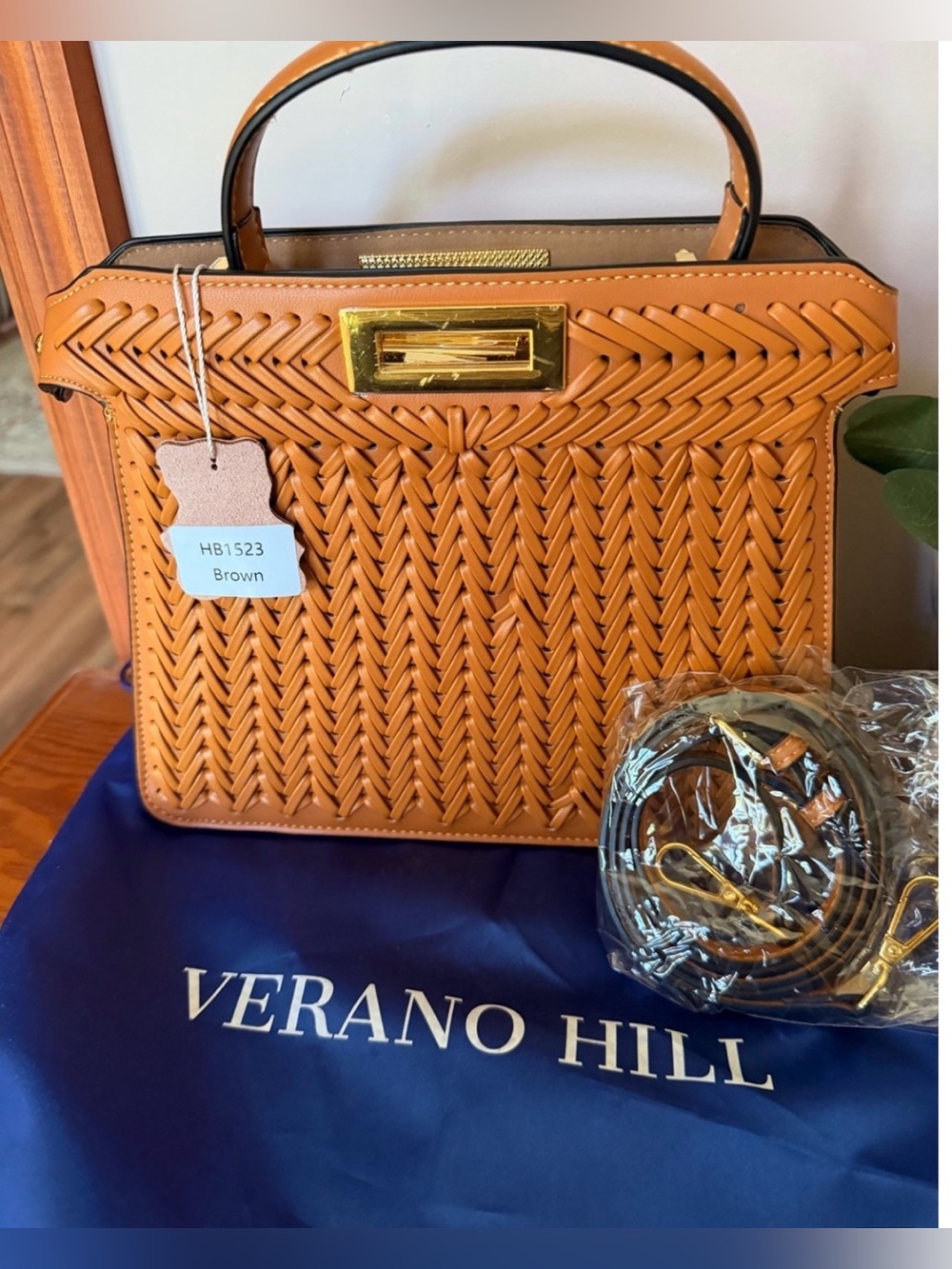 Verano Hill Brown Woven Crossbody Bag